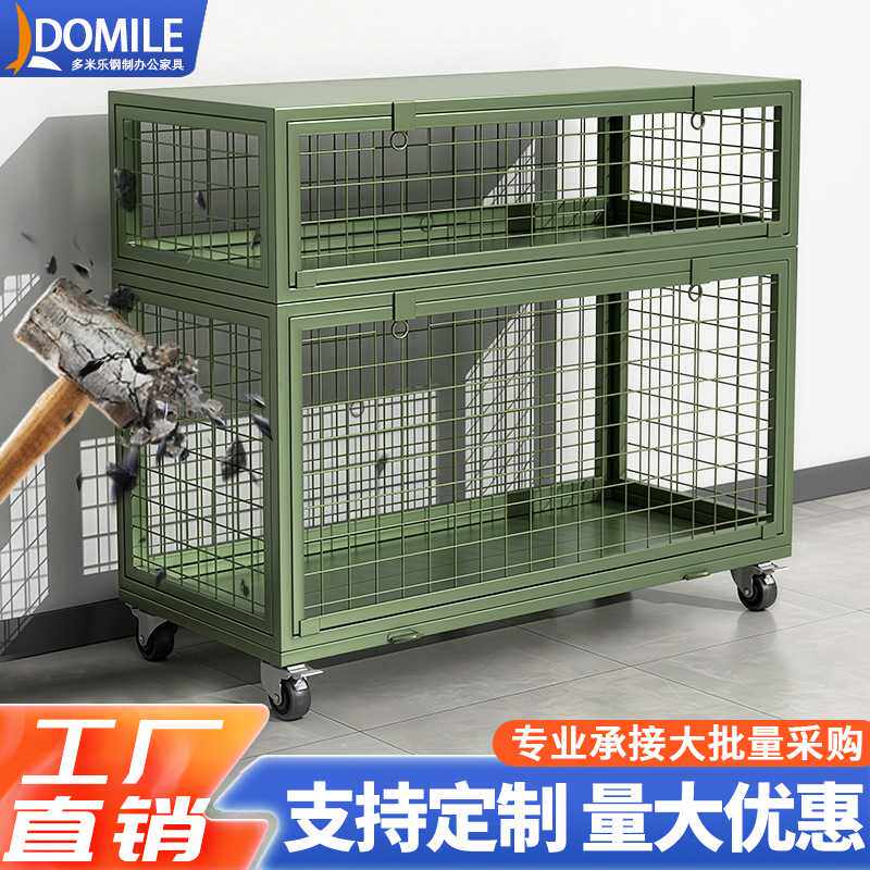 移动网箱军绿色可拆卸带轮重型物资笼仓储托盘筐野战战备箱移动式