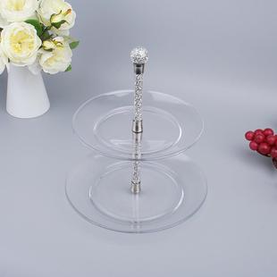 圆形三层高脚透明蛋糕盘家用多层客厅茶几水晶点心甜品托盘架 欧式