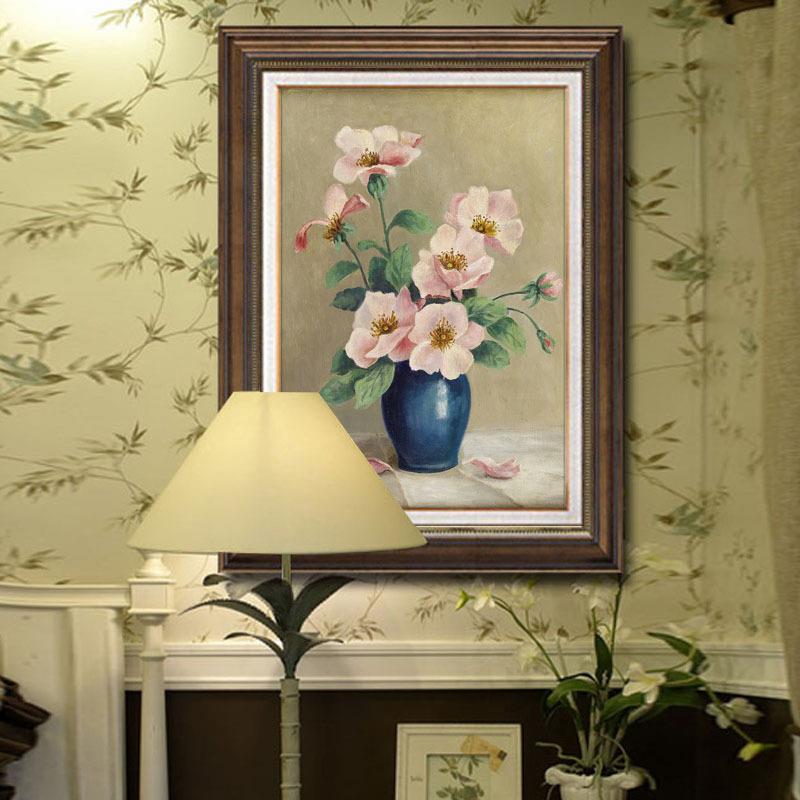 客厅装饰画美式沙发背景墙壁挂画三联画餐厅欧式油画牡丹花开富贵图片
