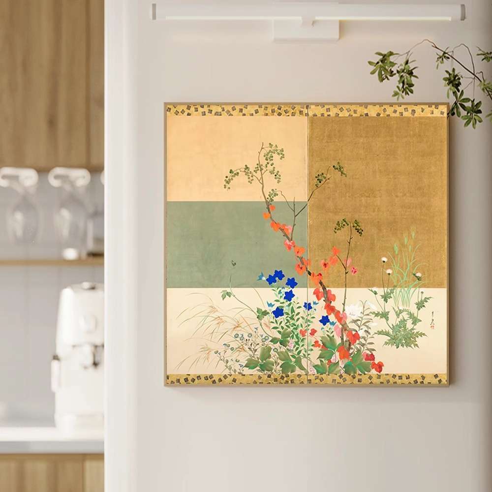 春与秋  新中式风景琳派名作现代客厅玄关画卧室墙装饰花卉挂画图片
