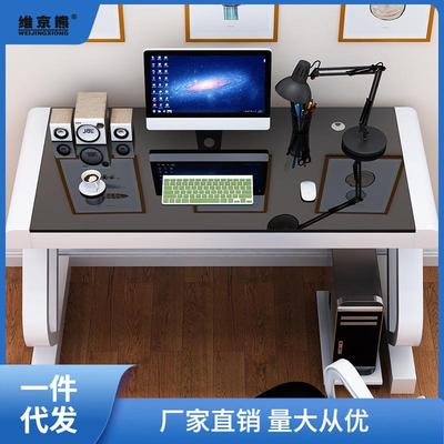电脑桌台式家用卧室学生学习书桌简约钢化玻璃办公写字桌子经瑞仟