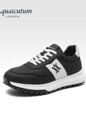 Aquascutum/雅格狮丹休闲鞋20265经典秋季运动男阿甘鞋真皮德训鞋