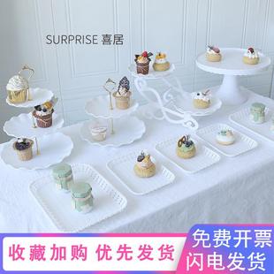 生日派对甜品台展示架冷餐会茶歇摆台蛋糕点心托盘婚礼甜品台摆件