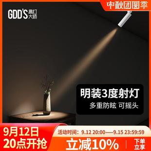 小光束角3度吸顶聚光灯射灯led艺术氛围灯博物馆茶室可调角度 明装