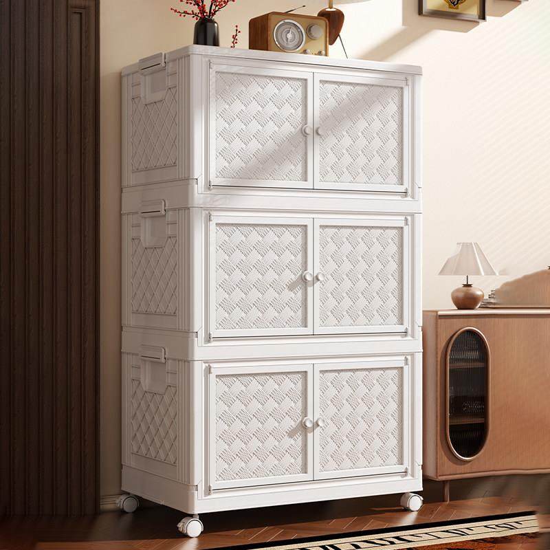 多层折叠式收纳柜零食置物架子家用收纳箱客厅移动落地储物免安装,收纳整理,收纳柜,淘宝优惠券,粉丝福利购,淘宝优惠卷