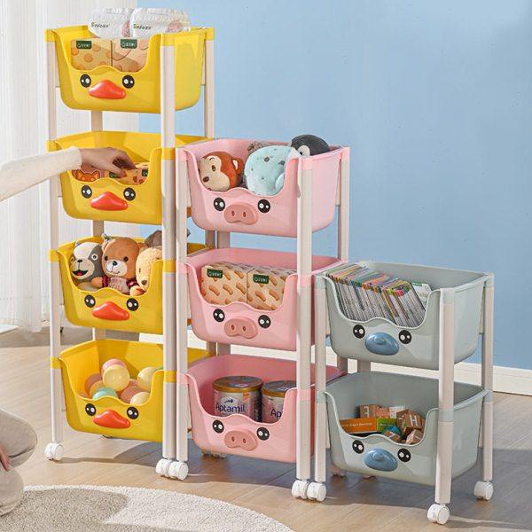多功能卡通萌趣置物架 多层落地简易书架 可移动小推车收纳置物架,收纳整理,书桌收纳置物架,淘宝优惠券,粉丝福利购,淘宝优惠卷