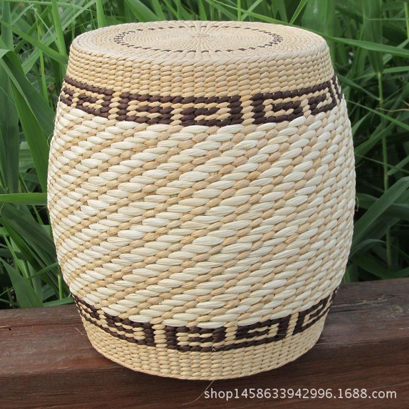 环保草编坐凳榻榻米鼓墩矮凳圆凳换鞋凳坐墩圆鼓手工编织凳子板凳