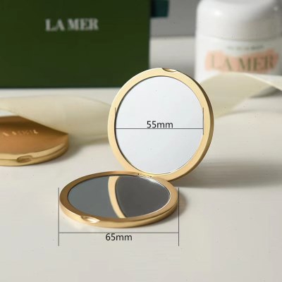 LAMER鎏金色哑光耐磨锌合金双面化妆镜