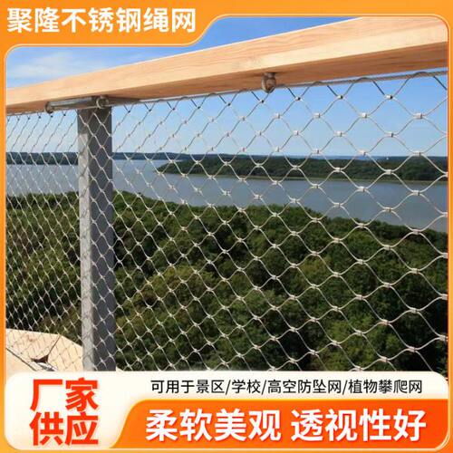 304不锈钢绳网 空不锈钢防坠网动物园围网钢丝绳网安全防护网