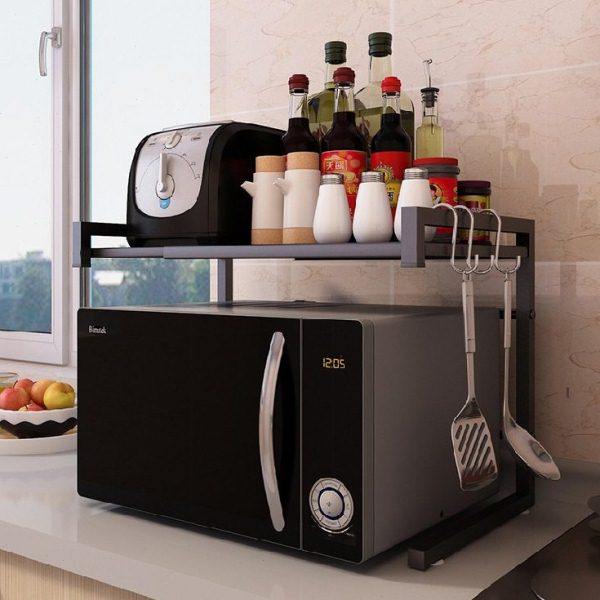 加厚可伸缩微波炉置物架台上电饭锅烤箱架子黑色厨房收纳架子家用,厨房/烹饪用具,微波炉置物架,淘宝优惠券,粉丝福利购,淘宝优惠卷