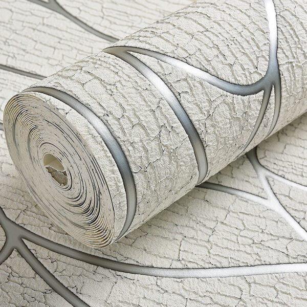 曲线条纹无纺布墙纸 简约时尚3D浮雕鹿皮绒壁纸 卧室客厅背景墙纸