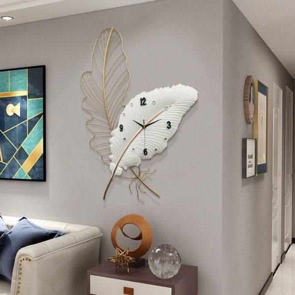 墙面装饰立体铁艺墙壁饰品沙发背景玄关卧室壁挂羽毛挂钟源头厂家,家居饰品,壁饰,淘宝优惠券,粉丝福利购,淘宝优惠卷