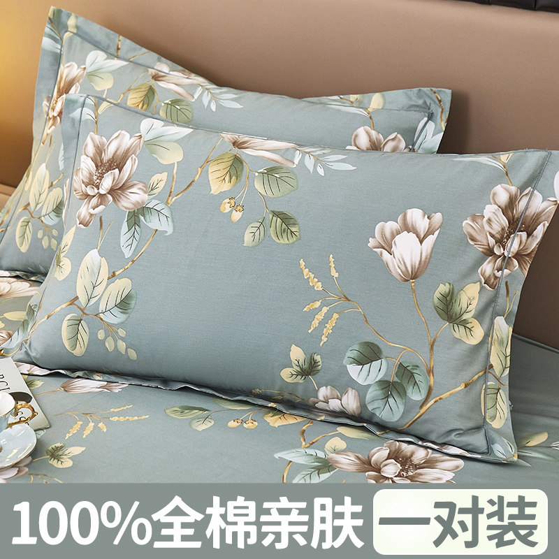 纯棉枕套一对装48cmx74cm100全棉枕头套大人单人家用男Z枕芯内胆