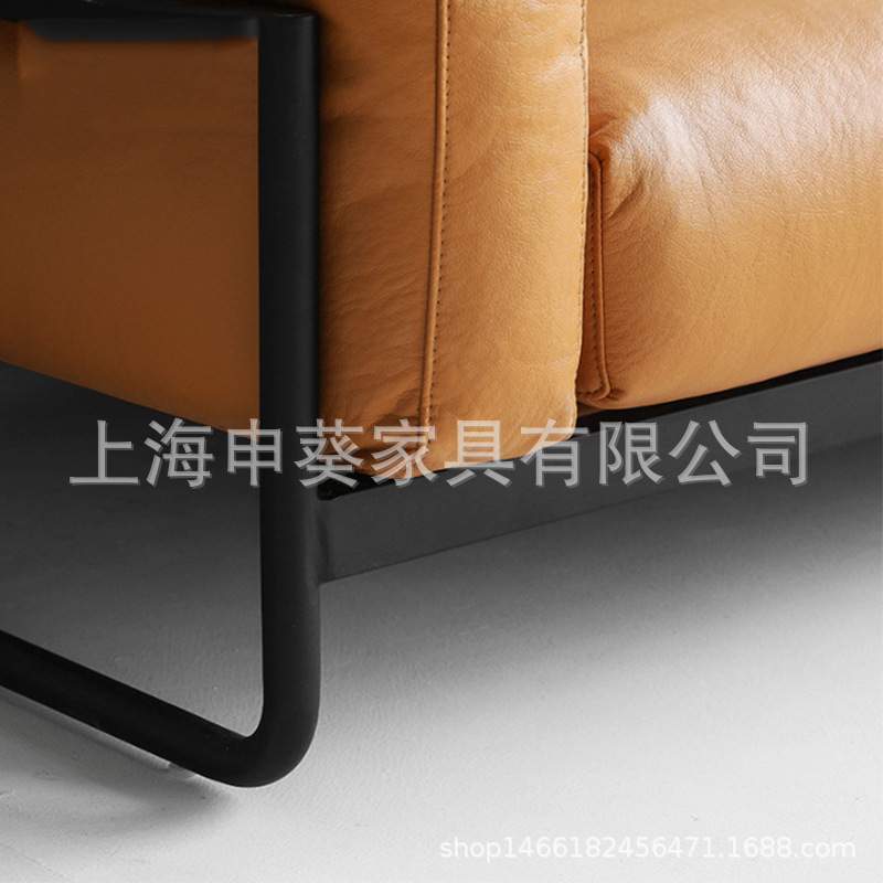 北欧现代客厅真皮布艺沙发别墅样板间简约羽绒沙发高脚三人位沙发