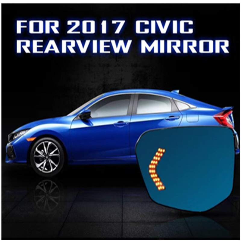 适用于2017思域CIVIC加熱轉向防炫目高清倒車后視藍鏡后照鏡加裝