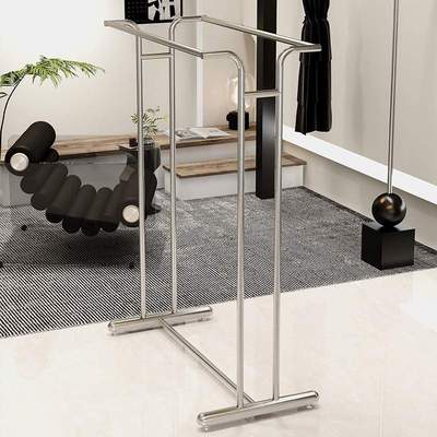 服装店不锈钢中岛展示架落地陈列架简约女装店铺双排侧挂挂衣货架