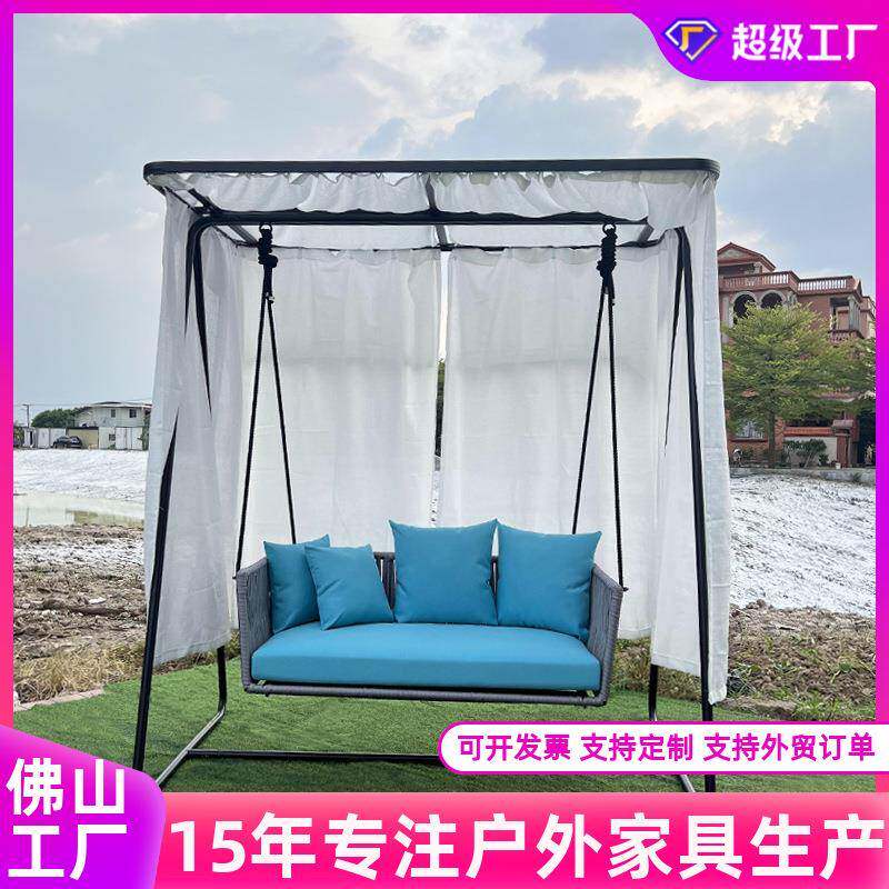 海边度假村户外秋千吊篮民宿花园室外吊椅露天防晒网红绳编秋千