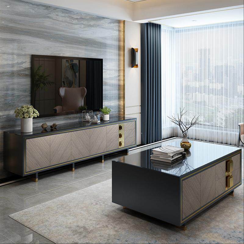 美式轻奢电视柜后现代简约茶几边柜组合样板间北欧客厅成套家具