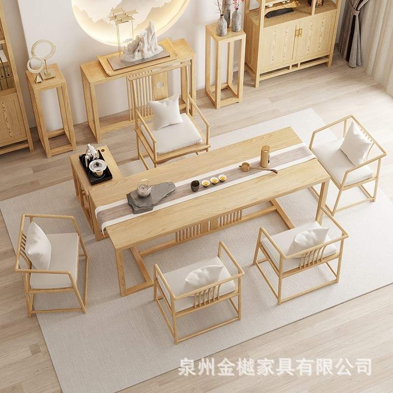 新中式实木茶台家用客厅简约小户型茶桌椅办公室功夫禅意泡茶桌子