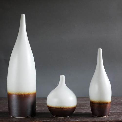 创意插花陶瓷花瓶三件套客厅餐桌电视柜工艺品家居装饰品摆件