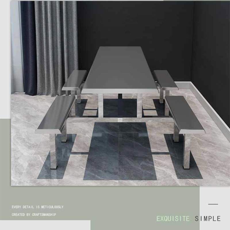 好灵气不锈钢食堂餐桌学校连体餐桌公司职工工厂工地商用折叠