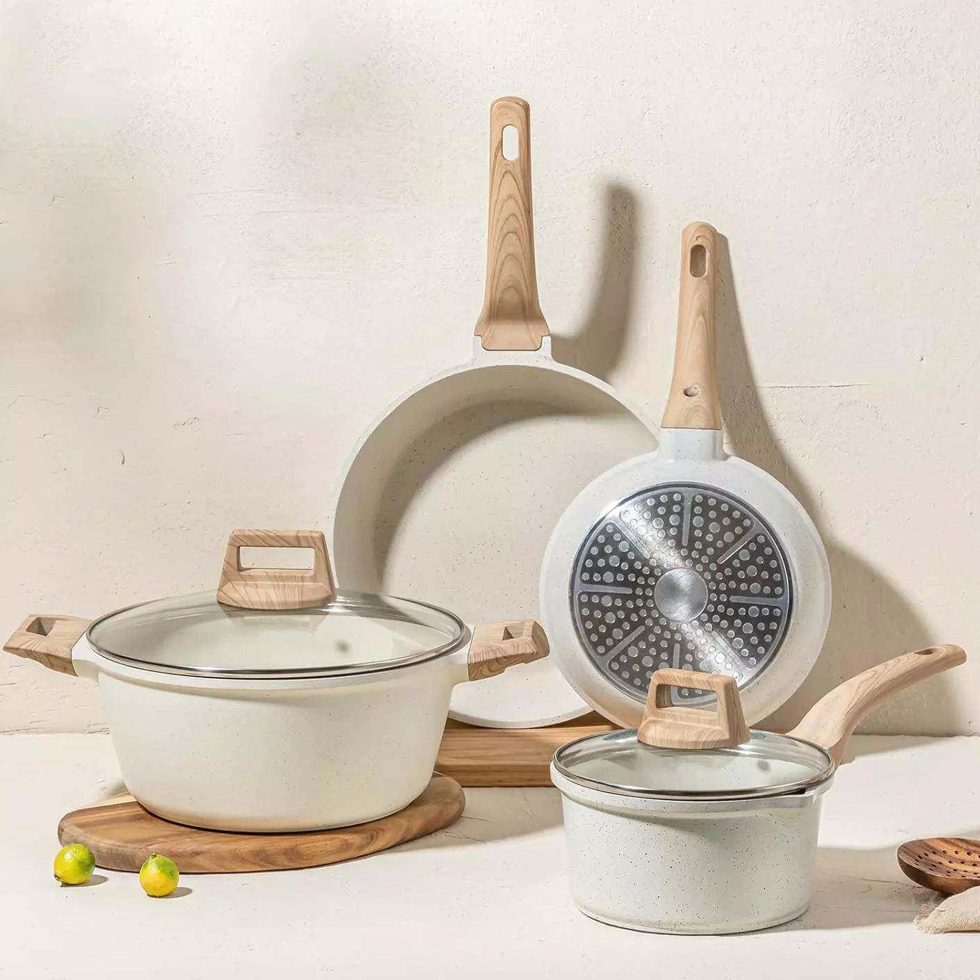 锅具套装七件全套锅组奶锅汤锅炒锅煎锅家用麦饭石不粘锅7PCS