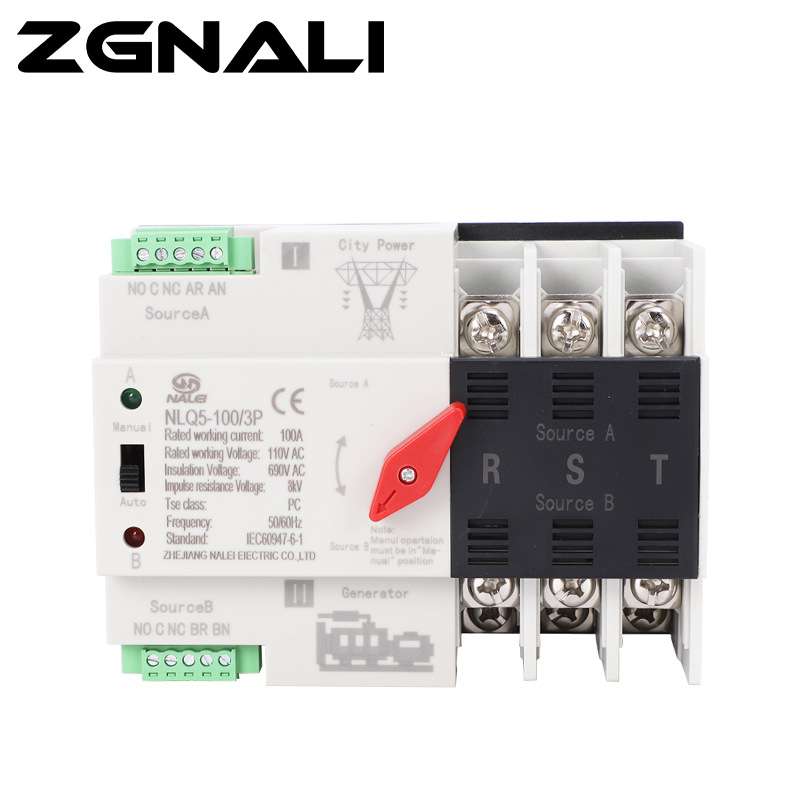 AC110V毫秒级切换不断电双电源自动转换开关3P 125A 100A 50/60HZ