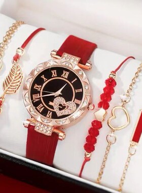 镶钻PU皮革表带石英腕表手链