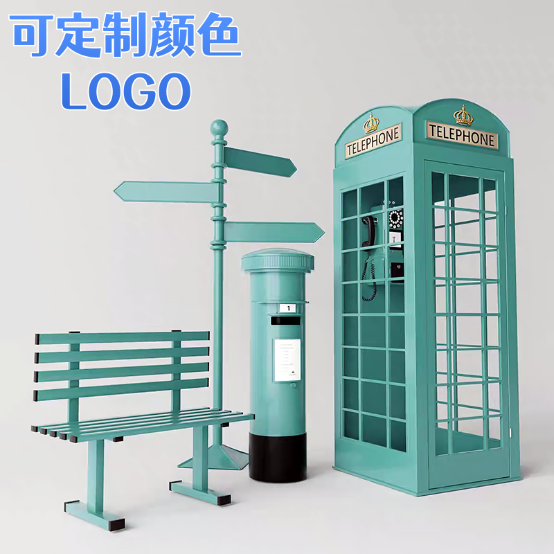 电话亭定制邮政做旧防腐防锈信筒纯手工打造怀旧复古铁艺摆件邮筒