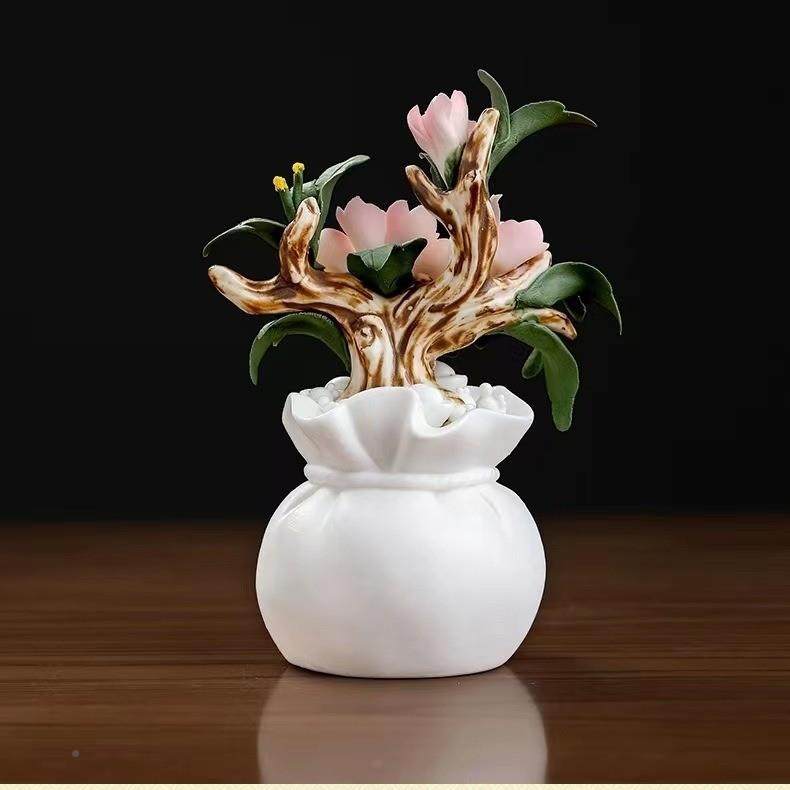 陶瓷手捏摆件牡瓷花布袋牡丹摆件TRU客室厅丹茶桌面摆件居创意家,橡塑材料及制品,工业陶瓷,淘宝优惠券,粉丝福利购,淘宝优惠卷