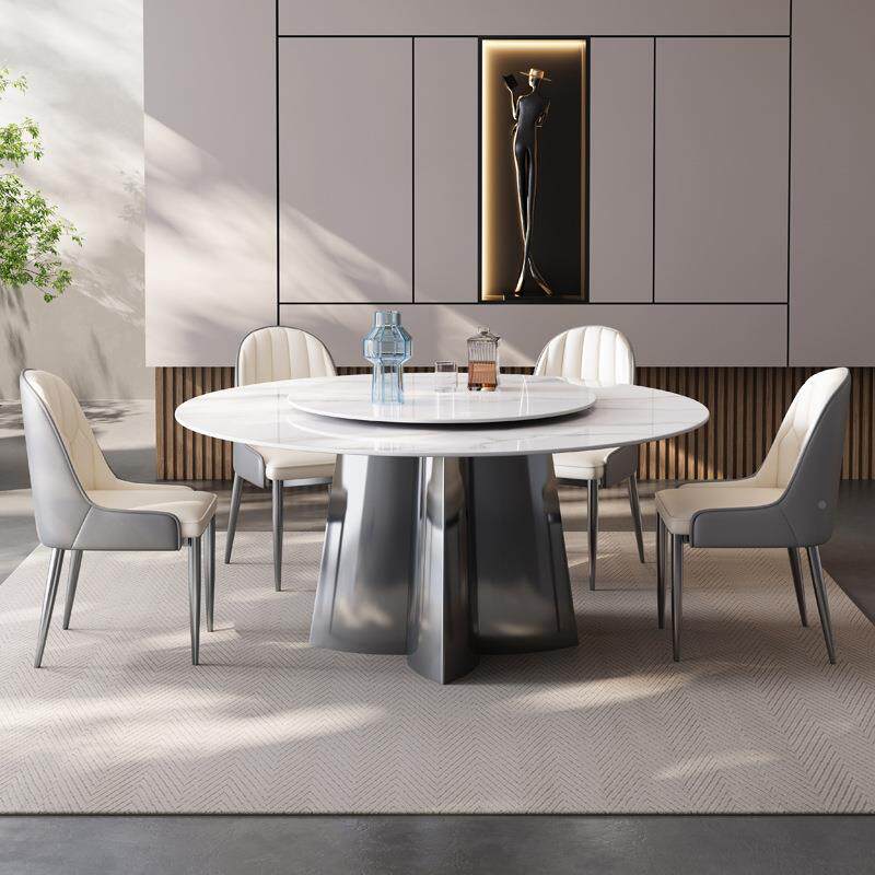 轻奢圆形餐桌饭椅超晶石家用约型现简代1.5米小户岩板吃FTX923#桌