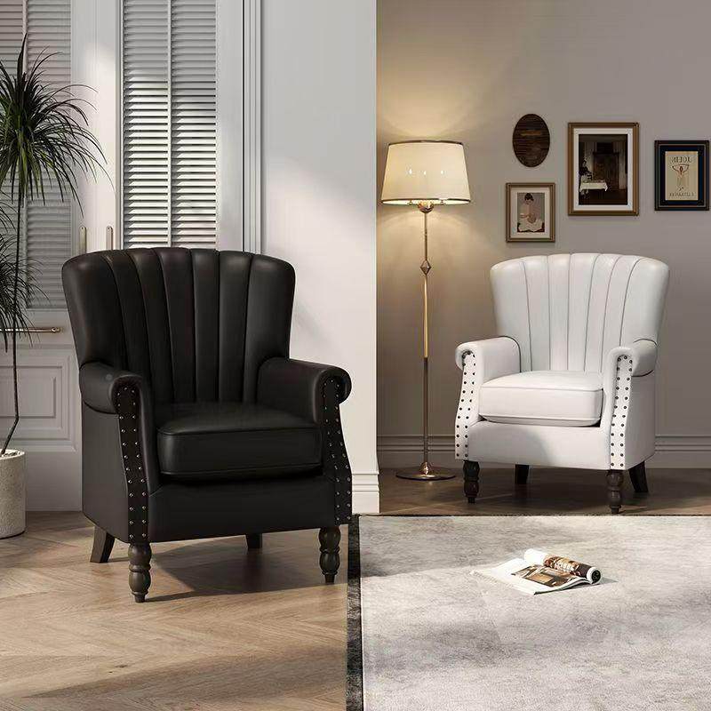 美式网红单人家古沙发人欧式简约复老虎用椅DBZ皮艺小户型阳台懒