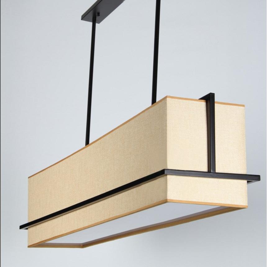 新代中式布家居形铁艺亚麻艺现长方客厅前台吊灯工程U00Y1款灯具