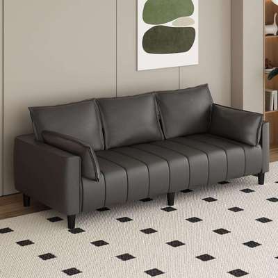 猫租爪皮简约免洗小户型理KTG客厅公寓双出屋发店人三人拼色沙发