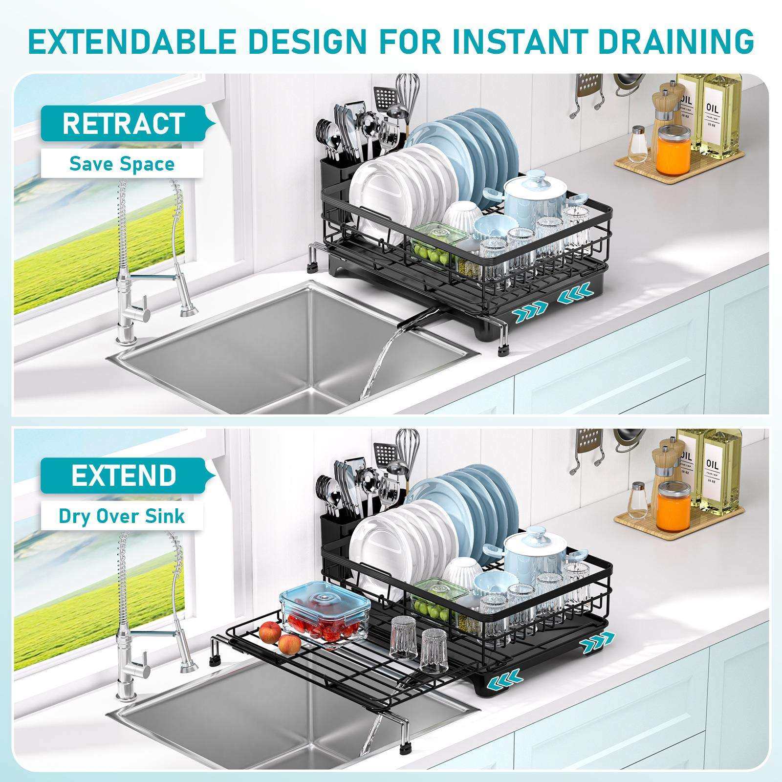 厂家厨可房物架拉伸碗筷盘碟水厨房沥架置厨房置物防倾倒厨房收纳,厨房/烹饪用具,抹布架/厨房清洁收纳架,淘宝优惠券,粉丝福利购,淘宝优惠卷