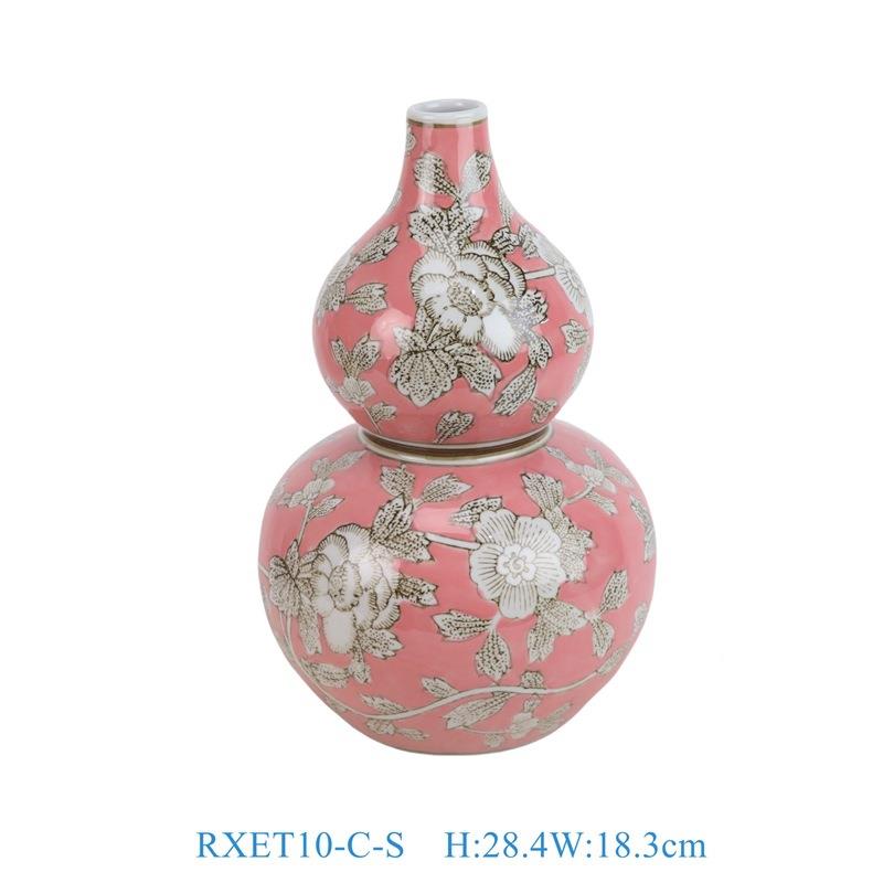 绘瓷景德镇陶器花瓶福寿葫芦柜玄关家居摆OUV件景德镇手粉彩瓷花