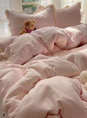 类宿双层纱布舍2025001亲肤纯棉皱皱纱四件A套全棉床单被套学生三