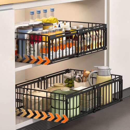 新款伸缩抽屉JD-CLL-6式式厨收纳置物碗碟调房料拉篮下水槽抽架屉