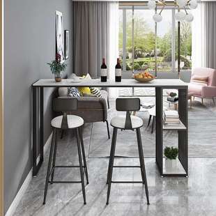 轻奢岩客吧台桌家用靠板窗现代水吧台厅隔断阳559台大理石高脚柜