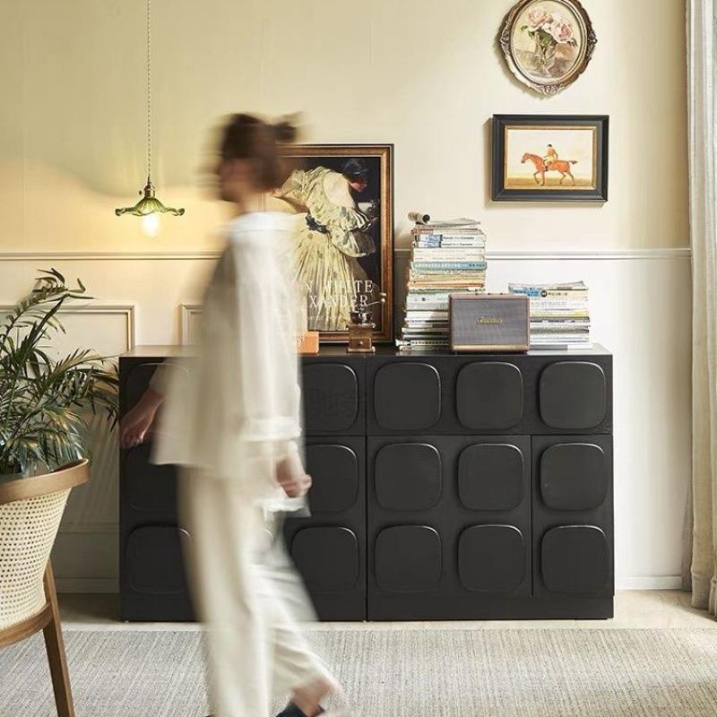 3法式厅古餐边柜储物柜客玄关柜设计师抽屉r式中914复古黑色组合