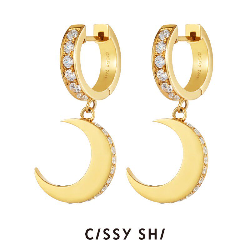 CISSY SHI【李斯丹妮同款】造光者系列月亮耳环原创设计百搭耳钉