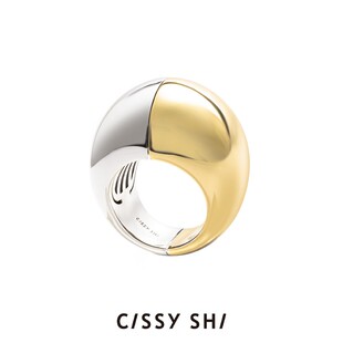 CISSY SHI双色戒指白金色金色女2023年新款拼色高级小众设计指环