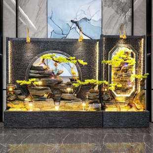 假屏瀑山水幕墙鱼缸FFW流水墙风客厅庭院鱼池布造景装饰招财观景