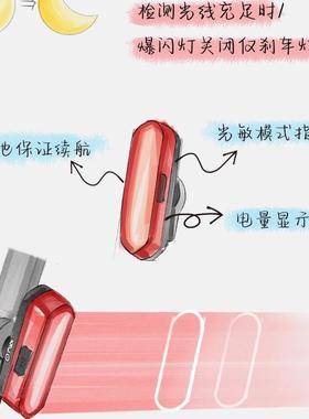 UX闪X行车自后尾灯夜路间骑山地公车58248智能刹车单车警示爆骑行