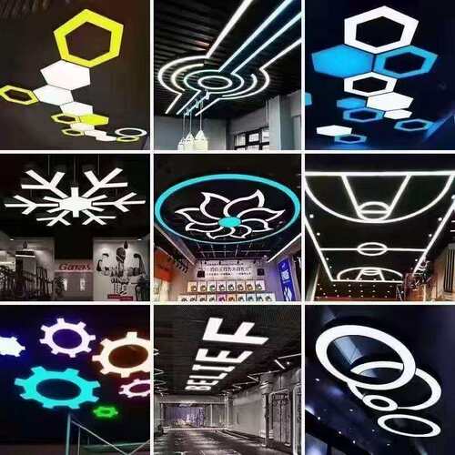 LED圆吊形圆环灯店铺业风灯工健身房超灯市造型圆圈工程环形192灯