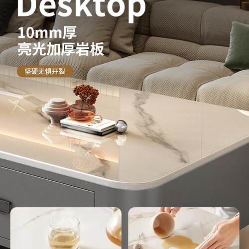岩型板茶几客几厅家用2025新款轻奢桌感小视户落地茶HFO电柜组合