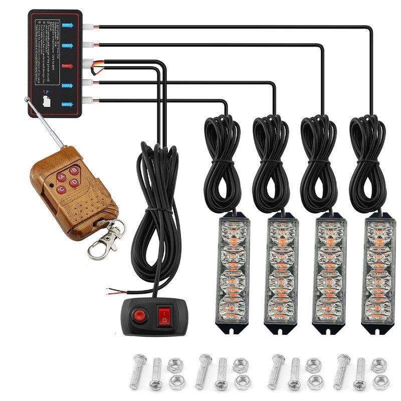 大一拖四4LED率中网爆闪货灯车边灯功无线1W仿流明遥控频闪灯警示