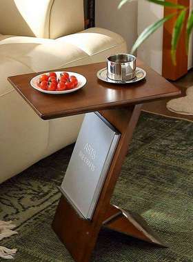 复中古风木沙发边几头置物柜桌子小茶几实可移73049动床书卧室窄