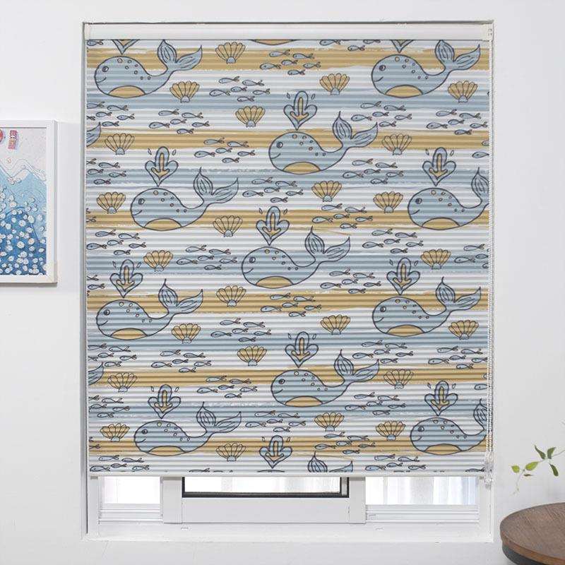 免打孔百窗帘拉珠蜂巢室帘办公室客厅F758JT7S隔热遮光电动升叶降