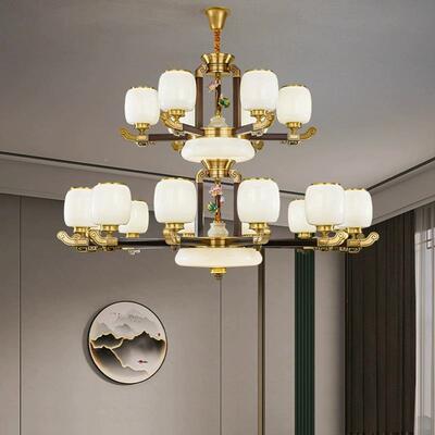 新式吊中灯KWL客厅主国风禅意书房餐厅灯别墅复式中楼大厅灯茶室